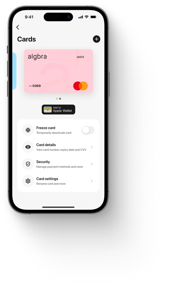 Add your Algbra debit card to Apple Pay